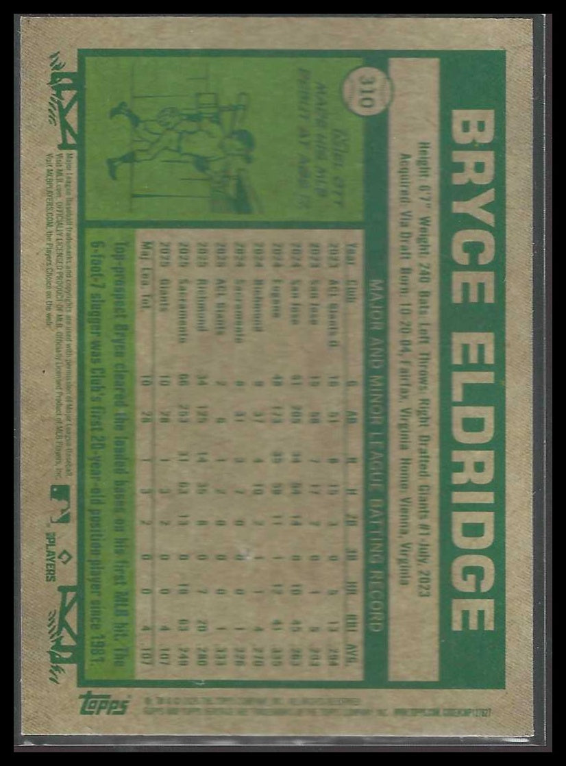 2026 Topps Heritage #310 Bryce Eldridge Chrome Pink Sparkle Refractors Giants RC