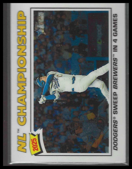 2026 Topps Heritage #277 NL Champions Chrome Refractors Los Angeles Dodgers