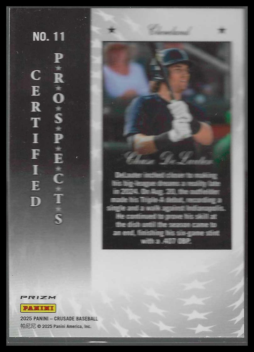 2025 Panini Crusade #11 Chase DeLauter Certified Prospects Cleveland Guardians