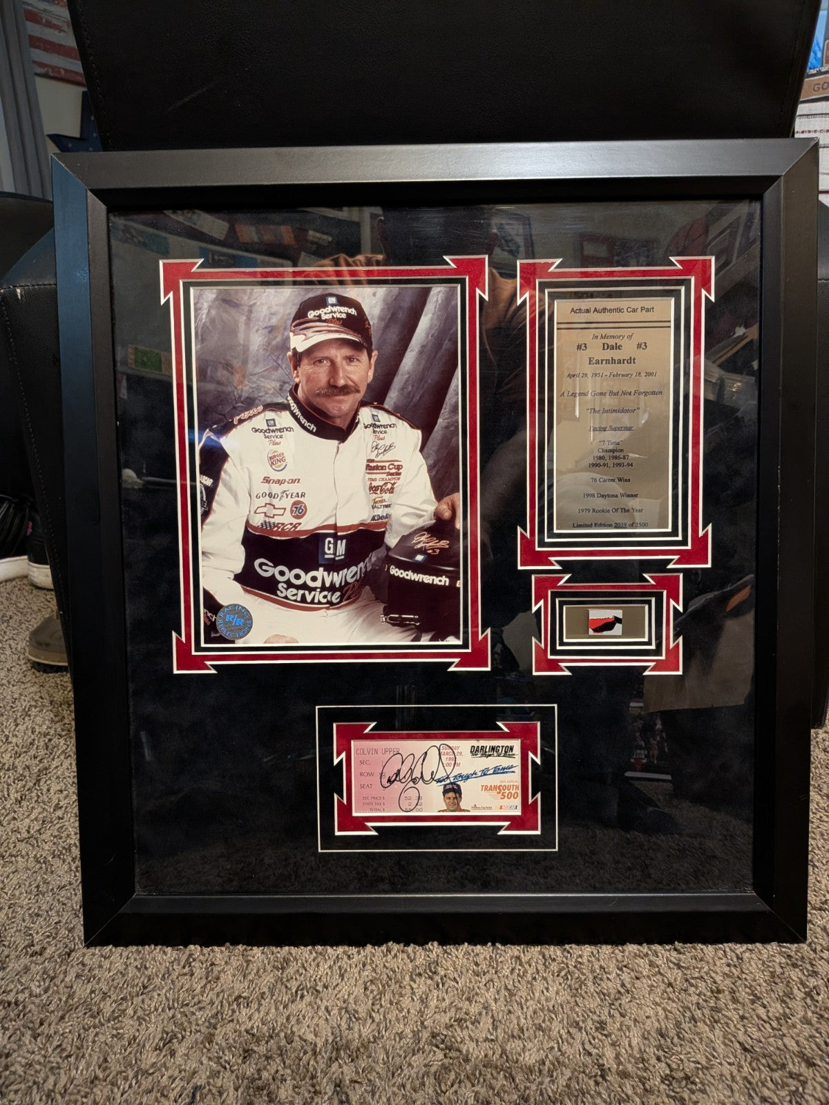 Dale Earnhardt Autographed - Piece of Race car - Authenticated #2039/2500
