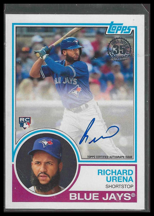 2018 Topps #83A-RU Richard Urena 1983 Topps Baseball Autographs Jays Auto
