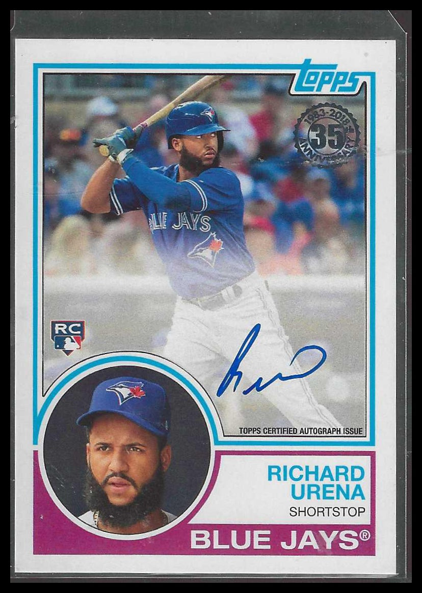 2018 Topps #83A-RU Richard Urena 1983 Topps Baseball Autographs Jays Auto