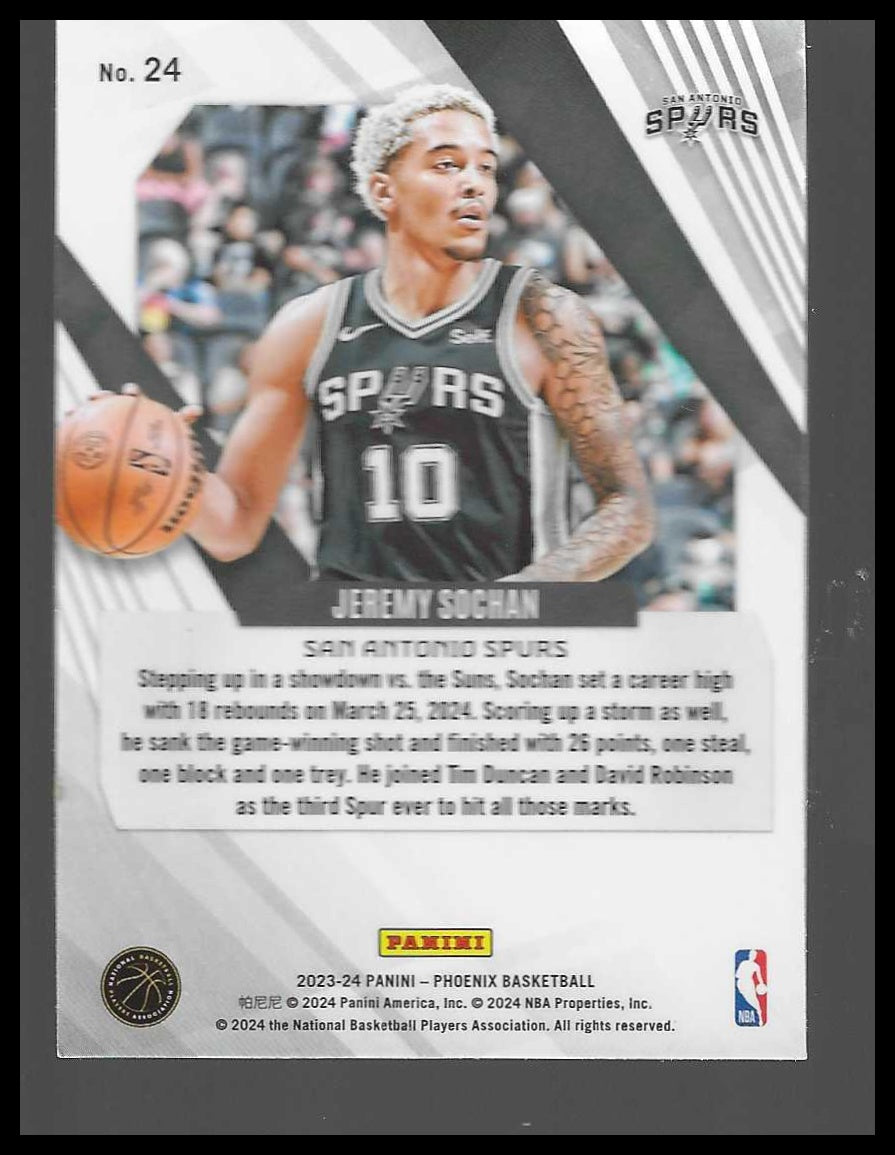 2023-24 Panini Phoenix #24 Jeremy Sochan San Antonio Spurs