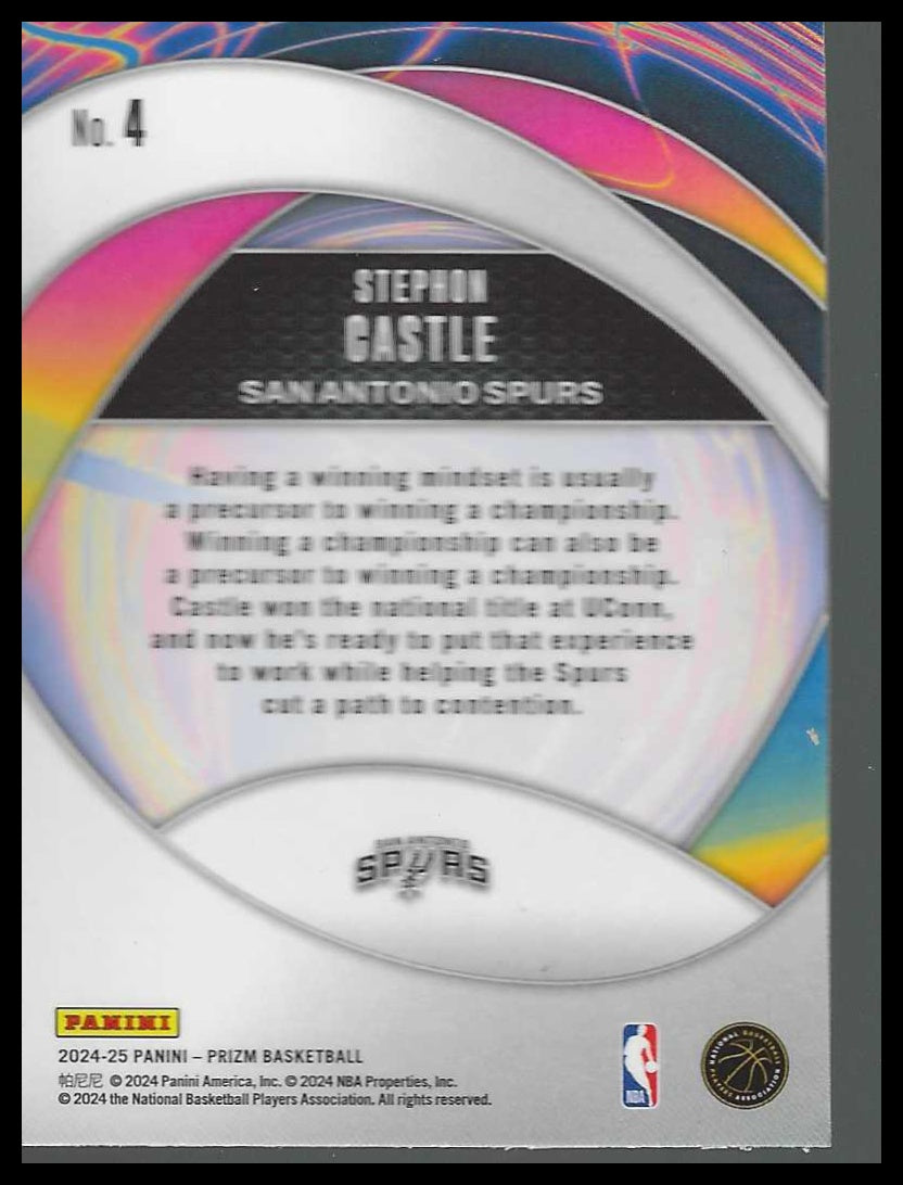 2024-25 Panini Prizm #4 Stephon Castle Instant Impact San Antonio Spurs