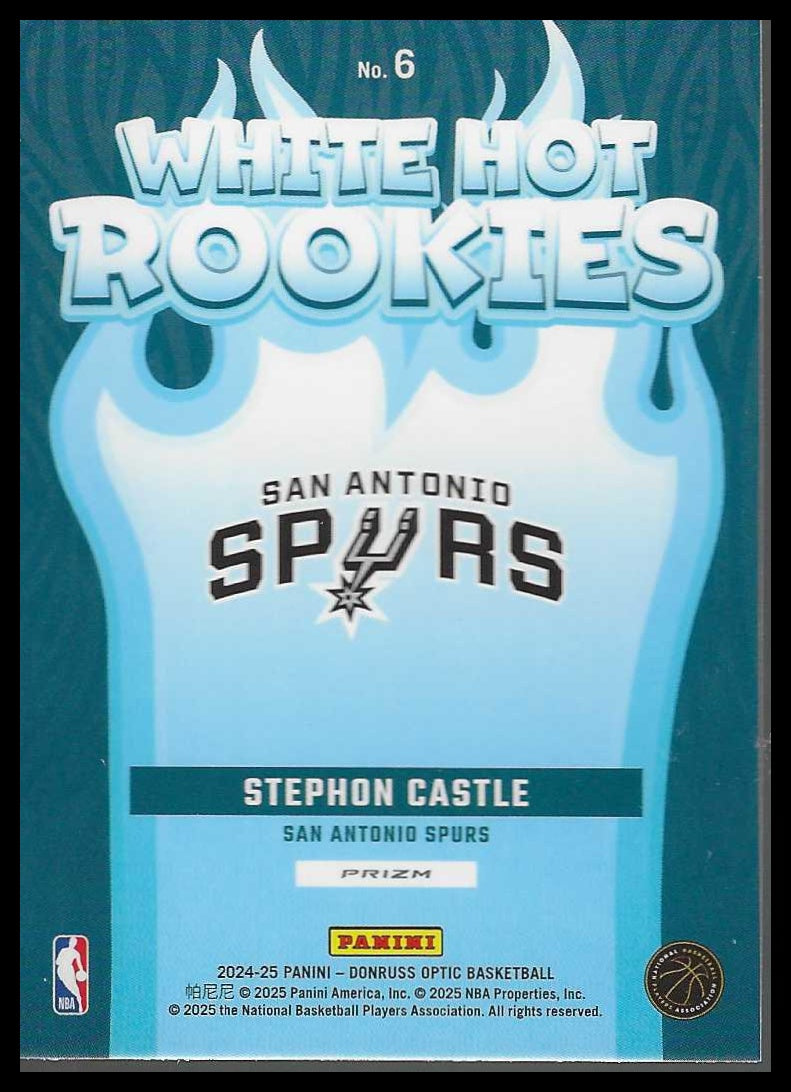 2024-25 Donruss Optic #6 Stephon Castle White Hot Rookies Purple San An Spurs