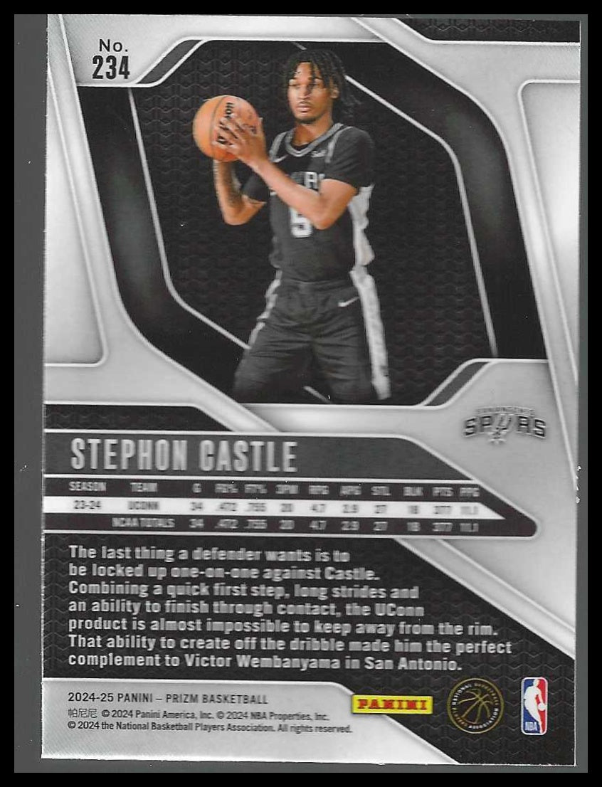 2024-25 Panini Prizm #234 Stephon Castle San Antonio Spurs Rookie