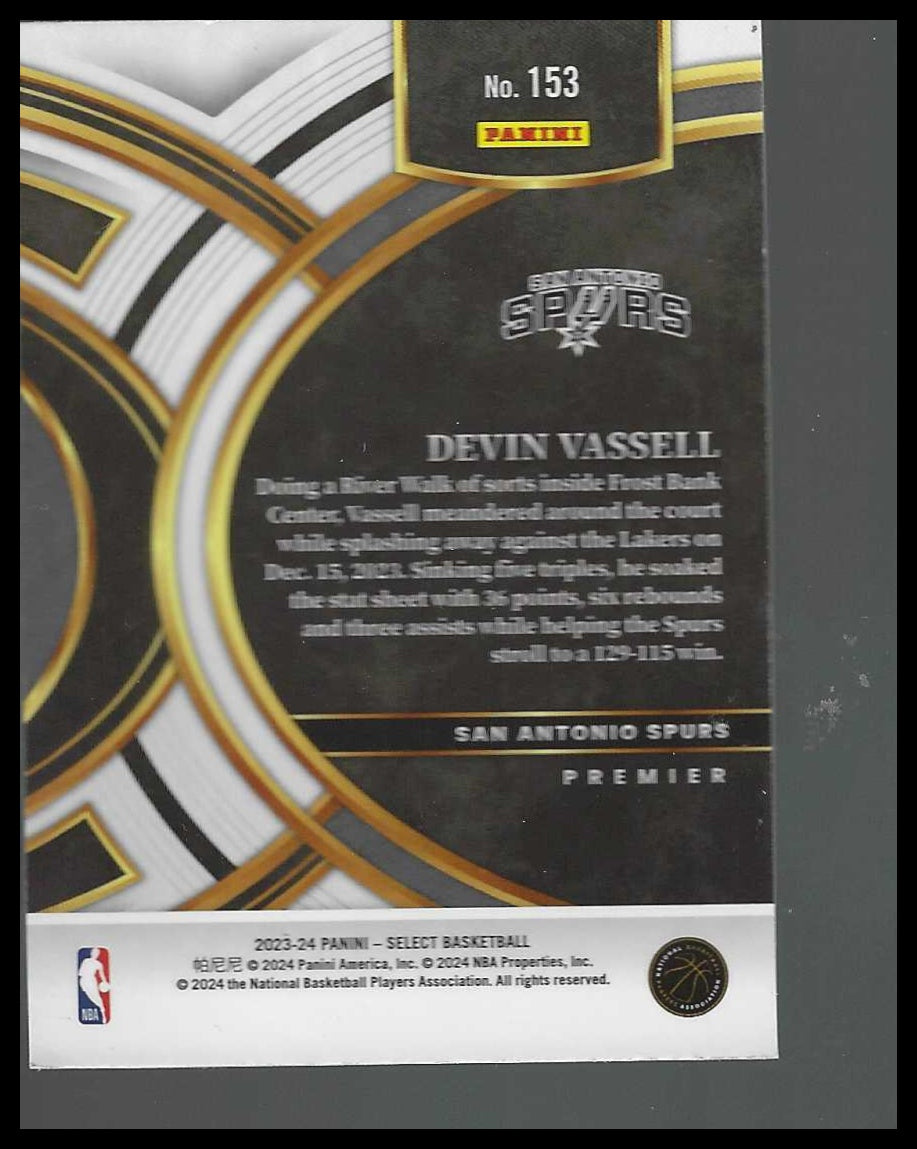 2023-24 Panini Select #153 Devin Vassell Blue Premier Level San Antonio Spurs