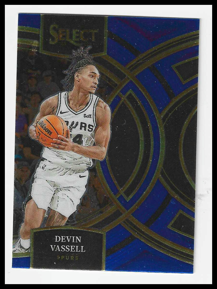 2023-24 Panini Select #153 Devin Vassell Blue Premier Level San Antonio Spurs