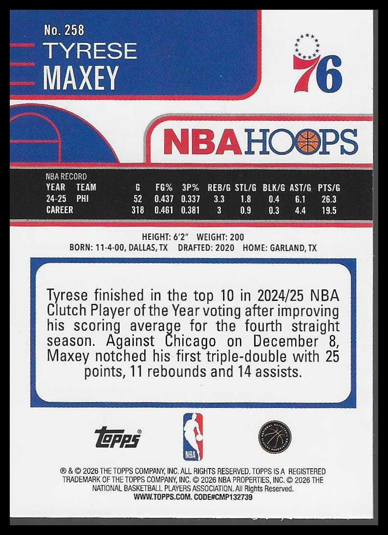 2025-26 Hoops Pixel Burst #258 Tyrese Maxey