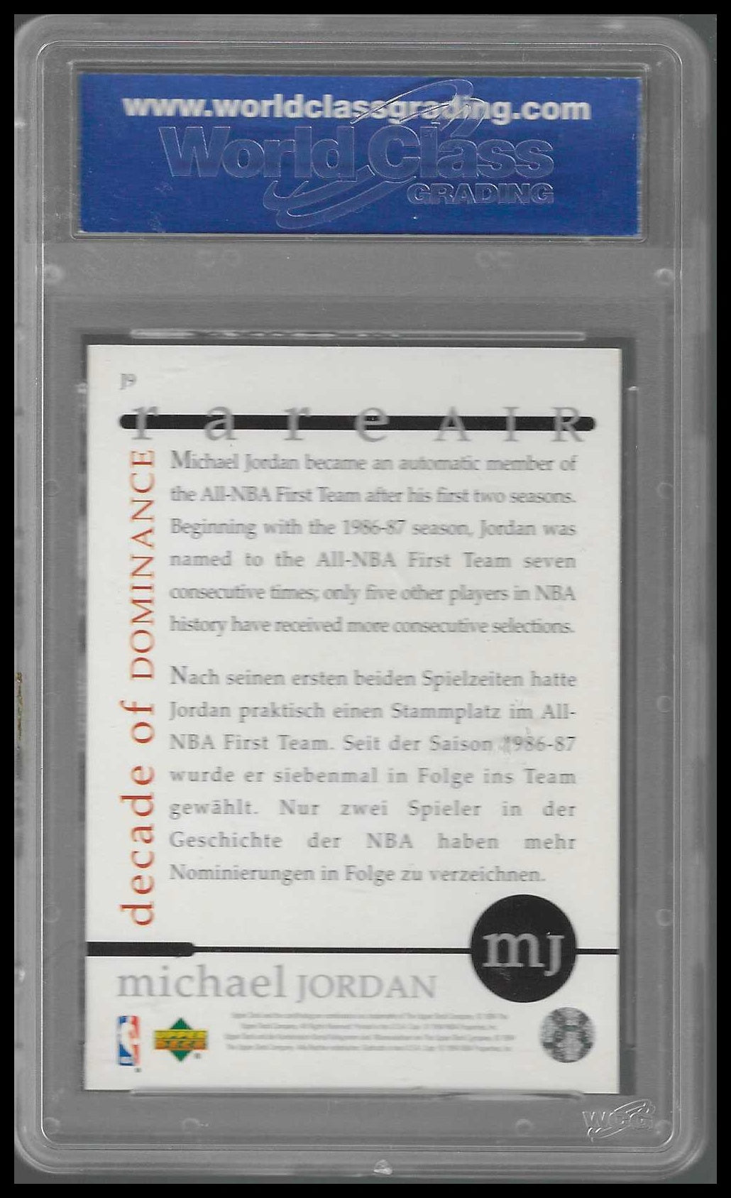 1994-95 Collectors Choice Rare Air Decade of Dominance #J9 Michael Jordan GEM 10
