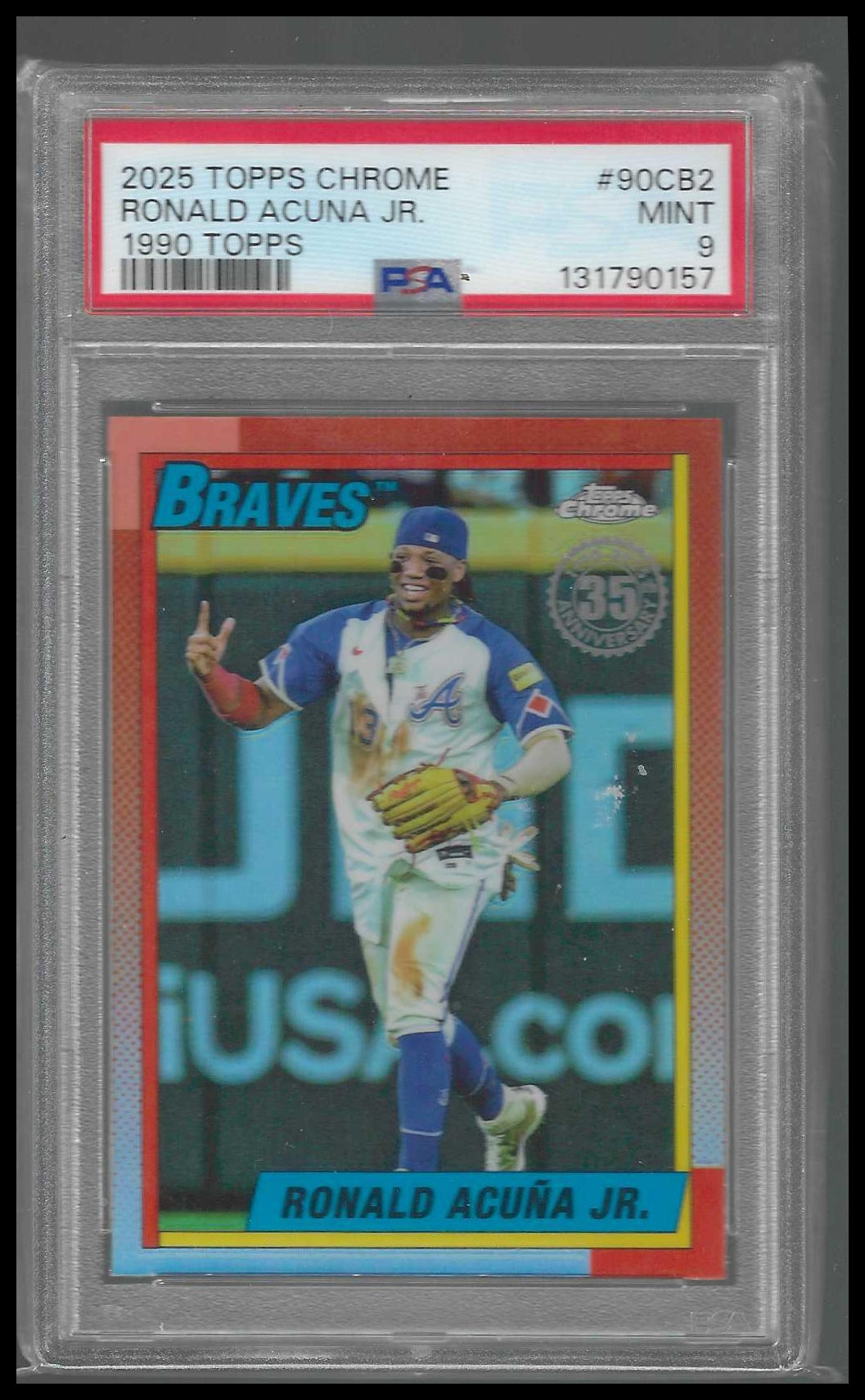 2025 Topps Chrome 1990 Topps 35th Annv #90CB-2 Ronald Acuna Jr. PSA 10