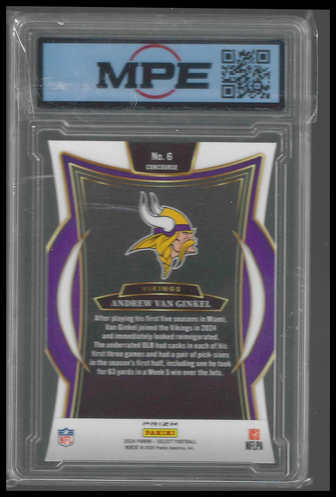 2024 Panini Select Silver Prizm Die Cut #6 Andrew Van Ginkel Rookie MPE 10