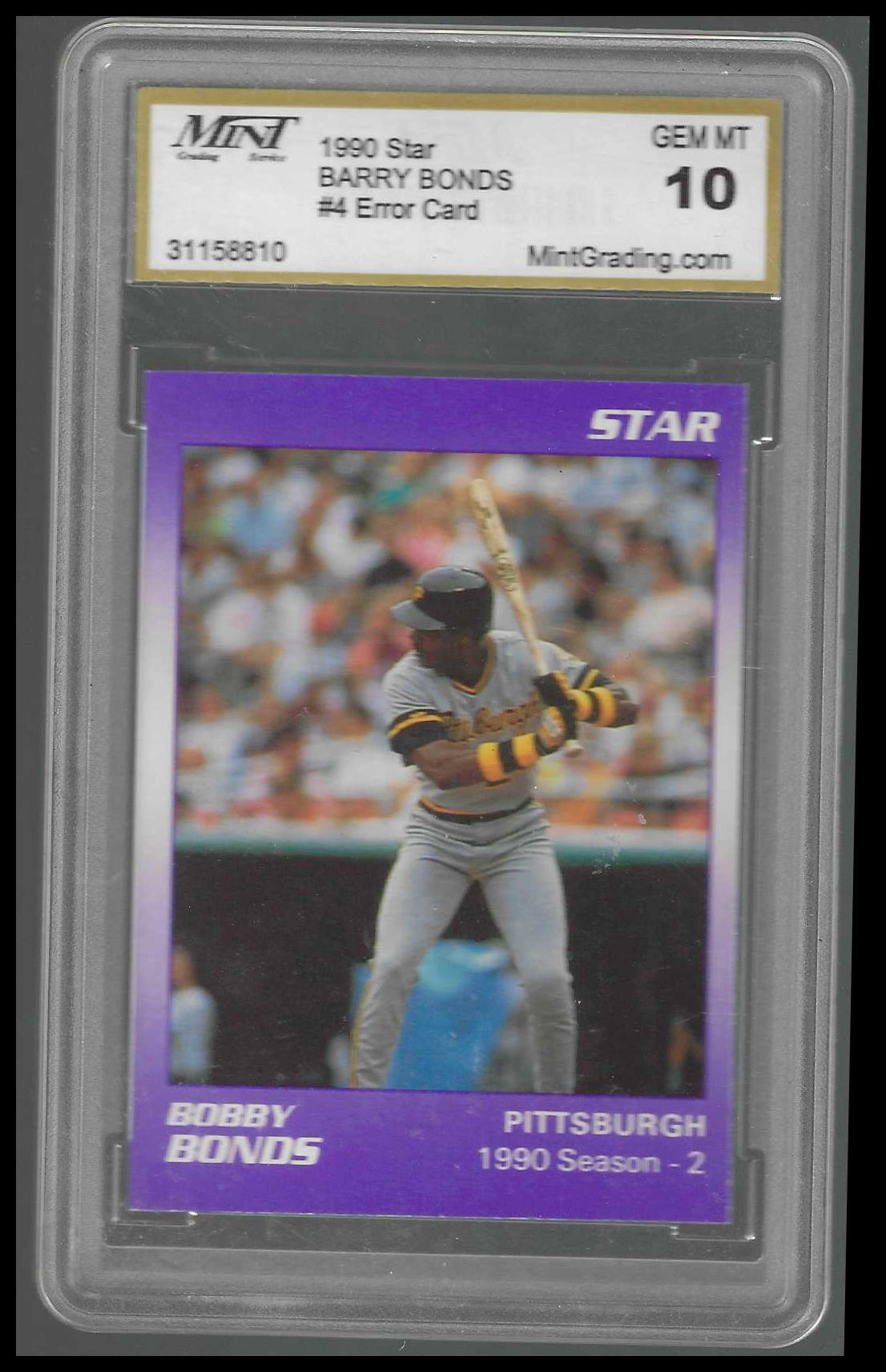 1990 Star Barry Bonds Error #4 Bobby Bonds MINT 10
