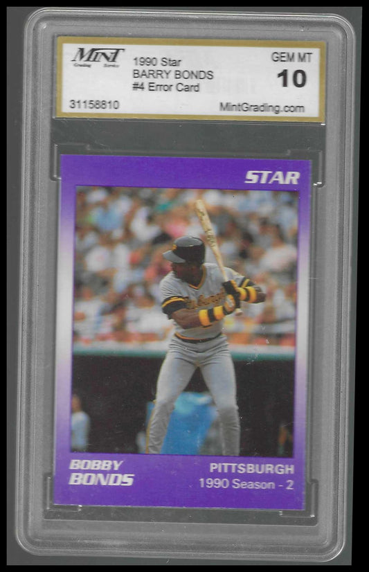 1990 Star Barry Bonds Error #4 Bobby Bonds MINT 10