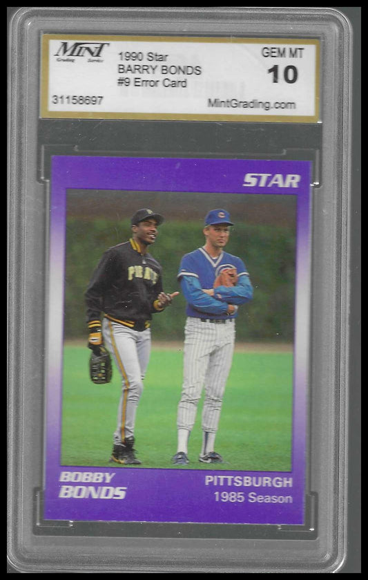 1990 Star Barry Bonds #9 *ERROR* Bobby Bonds Mint 10