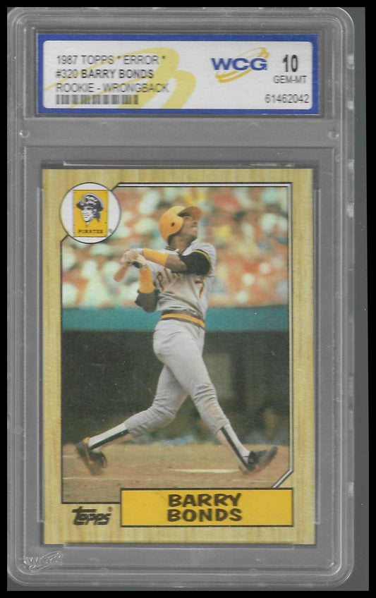 1987 Topps #320 Barry Bonds Rookie *WRONG BACK* WCG GEM-MT 10