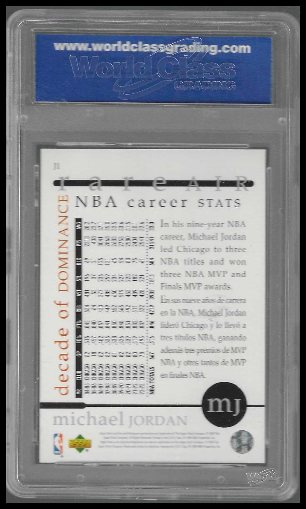 1994 Upper Deck Rare Air Decade of Dominance #J1 Michael Jordan WCG GEM-MT 10