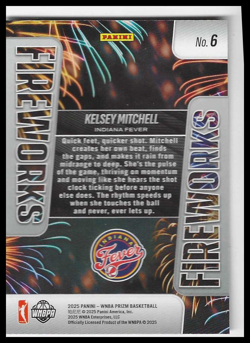 2025 Panini Prizm WNBA Fireworks #6 Kelsey Mitchell