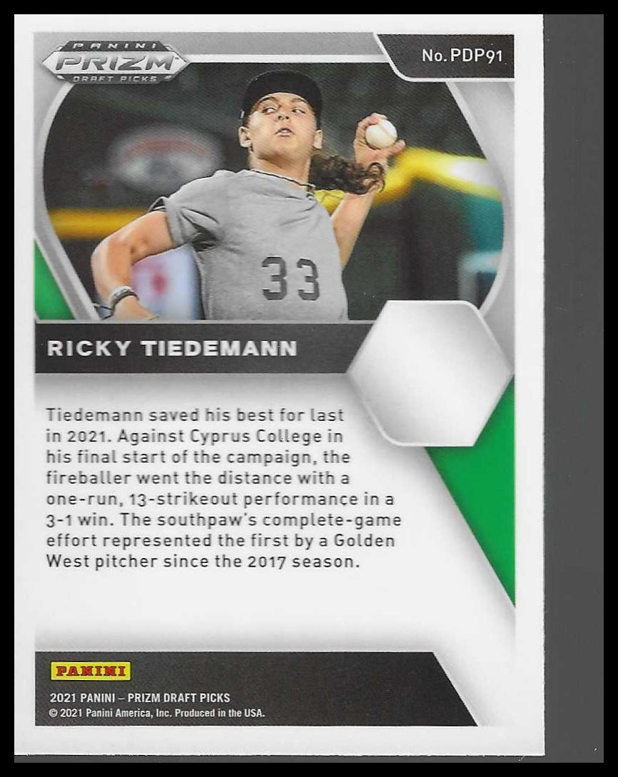 2021 Panini Prizm Draft Picks #PDP91 Ricky Tiedemann