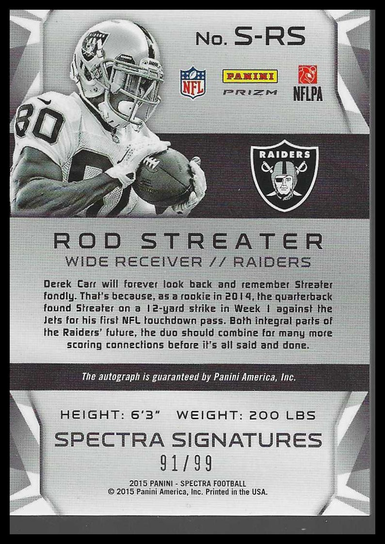 2015 Panini Spectra Signatures #S-RS Rod Streater