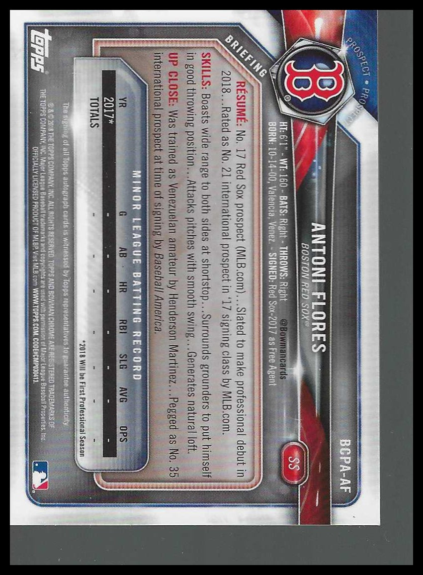 2018 Bowman Chrome Prospects Autographs #BCPA-AF Antoni Flores