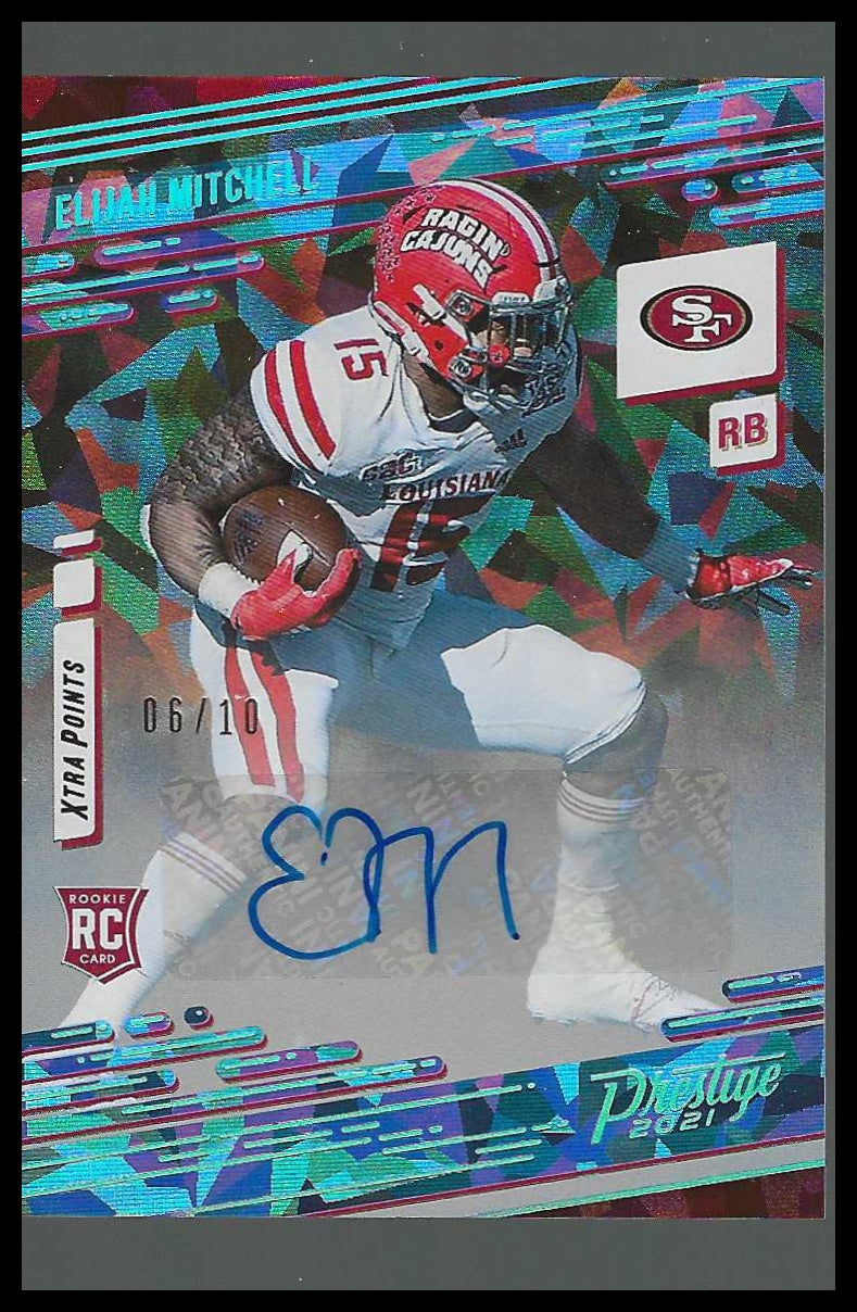 2021 Panini Prestige Xtra Points Signatures Platinum #289 Elijah Mitchell Rookie