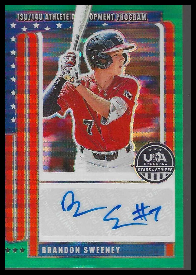 2026 Panini Stars & Stripes USA Baseball Brandon Sweeney #NTS-BS Auto Green /99
