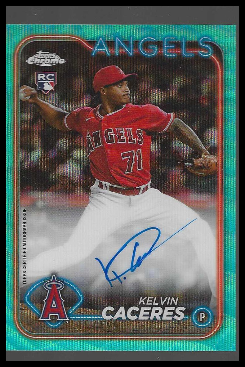 2024 Topps Chrome  Autographs Aqua Wave Refractor /199 #RA-KC Kelvin Caceres RC