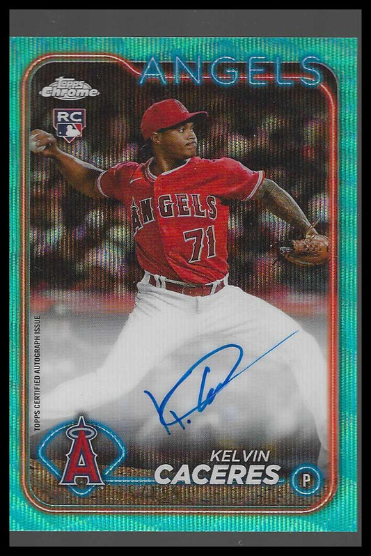 2024 Topps Chrome  Autographs Aqua Wave Refractor /199 #RA-KC Kelvin Caceres RC
