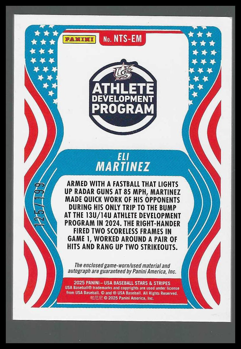 2025 Panini USA Baseball 13U14U National Team Sign Materials NTS-EM Eli Martinez