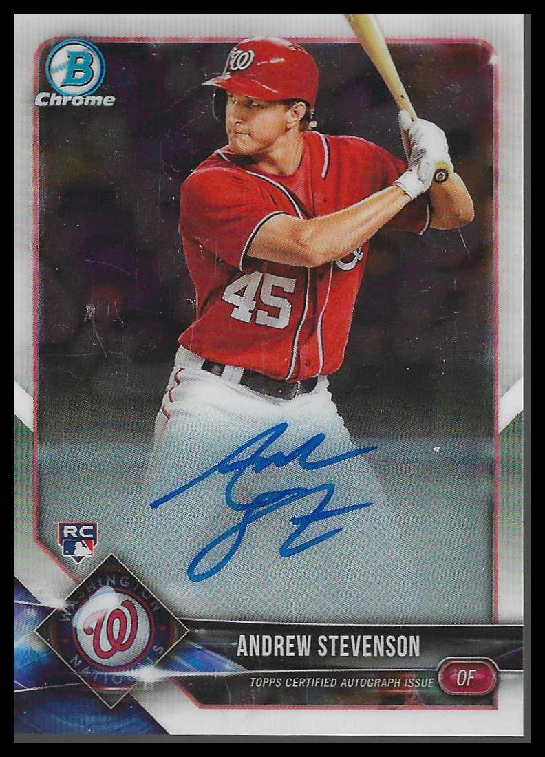 2018 Bowman Chrome Chrome Rookie Autographs #BCRA-AS Andrew Stevenson
