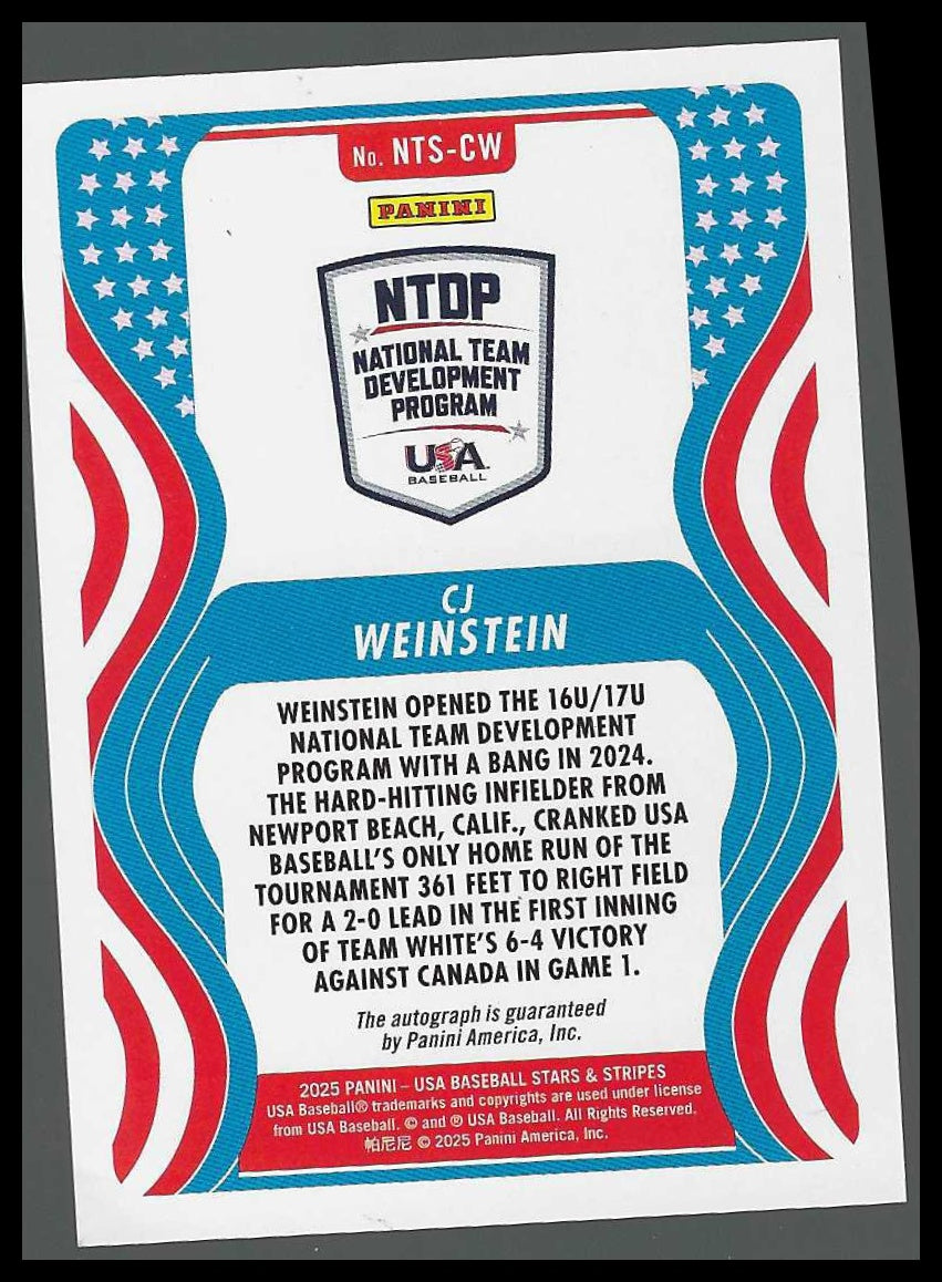 2025 Panini USA Baseball 16U/17U Nat Team Signatures #NTS-CW CJ Weinstein