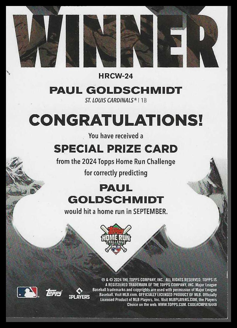 2024 Topps Home Run Challenge Winners September #HRCW-24 Paul Goldschmidt