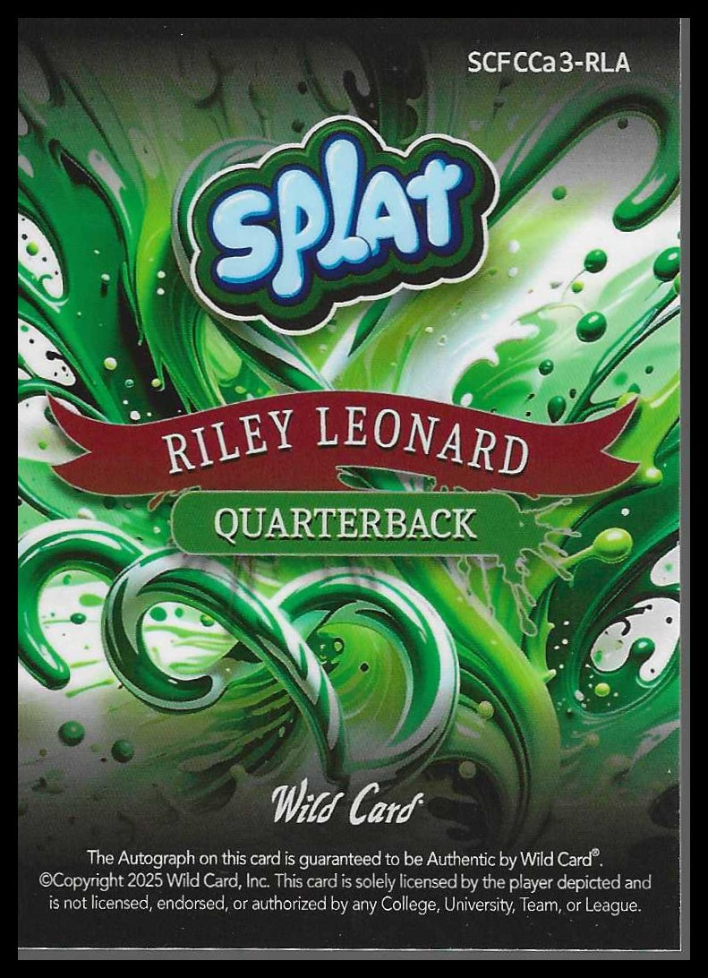 2025 Wild Card Splat AUTO Holiday Pandora #SCFCCa-RLA Riley Leonard #1/1 SSP