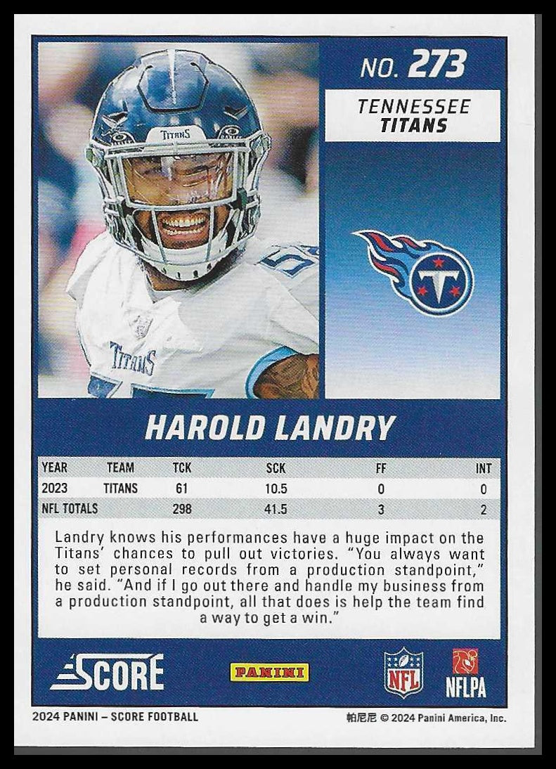 2024 Score Stars #273 Harold Landry #101/399