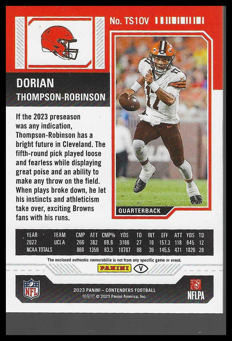 2023 Panini Contenders Rke Ticket Swatches Var #TS10V Dorian Thompson-Robinson