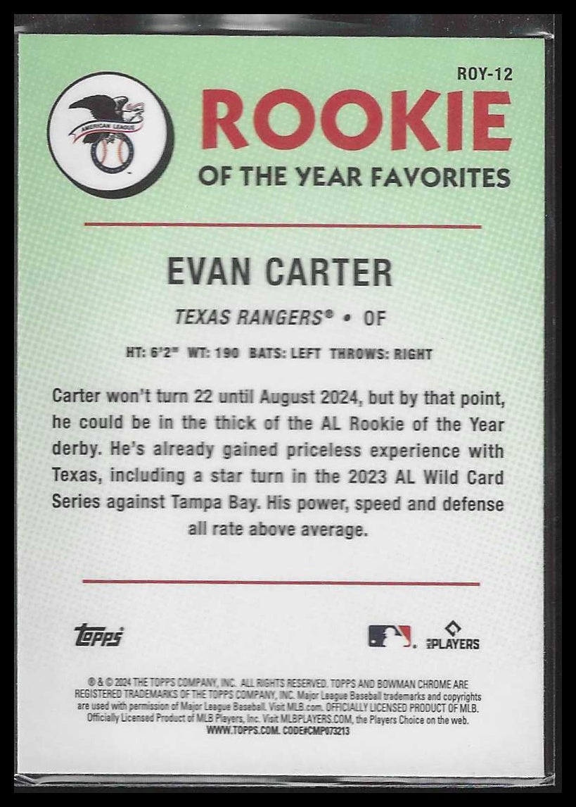 2024 Bowman Rookie of the Year Favorites #ROY-12 Evan Carter