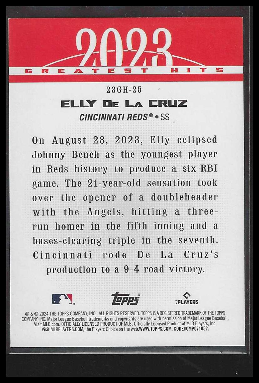 2024 Topps 2023 Greatest Hits Blue #23GH-25 Elly De La Cruz