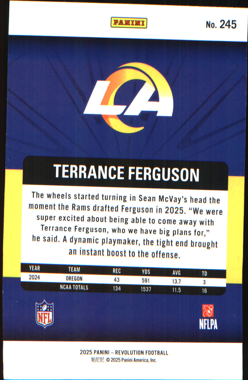 2025 Panini Revolution #245 Terrance Ferguson Rookie RC