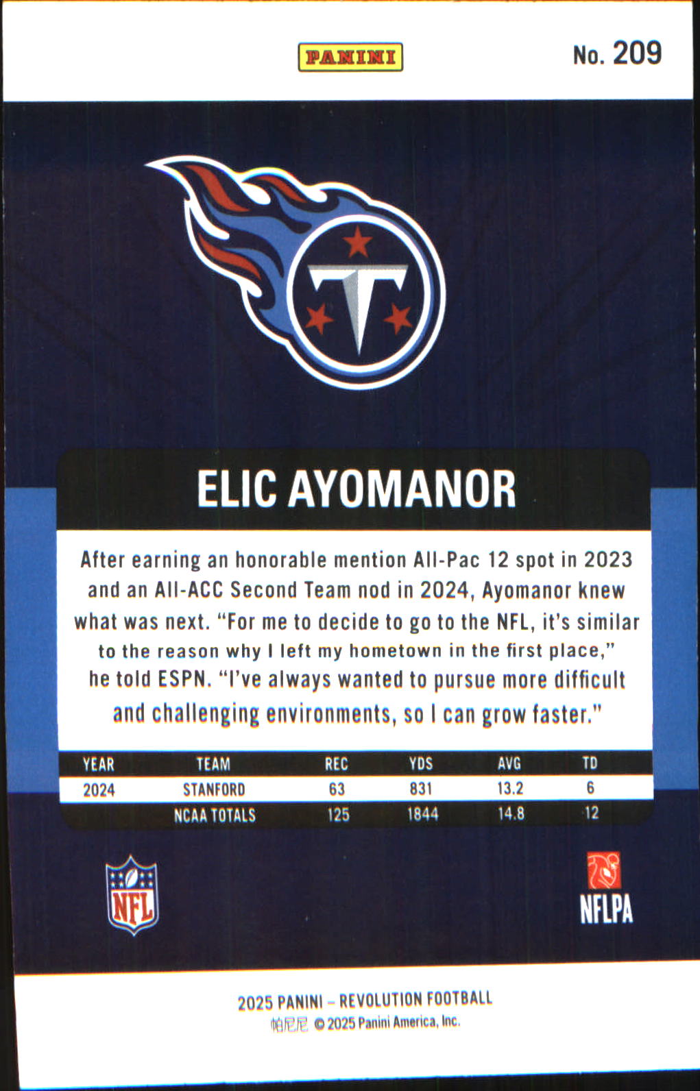 2025 Panini Revolution Red Swirl #209 Elic Ayomanor