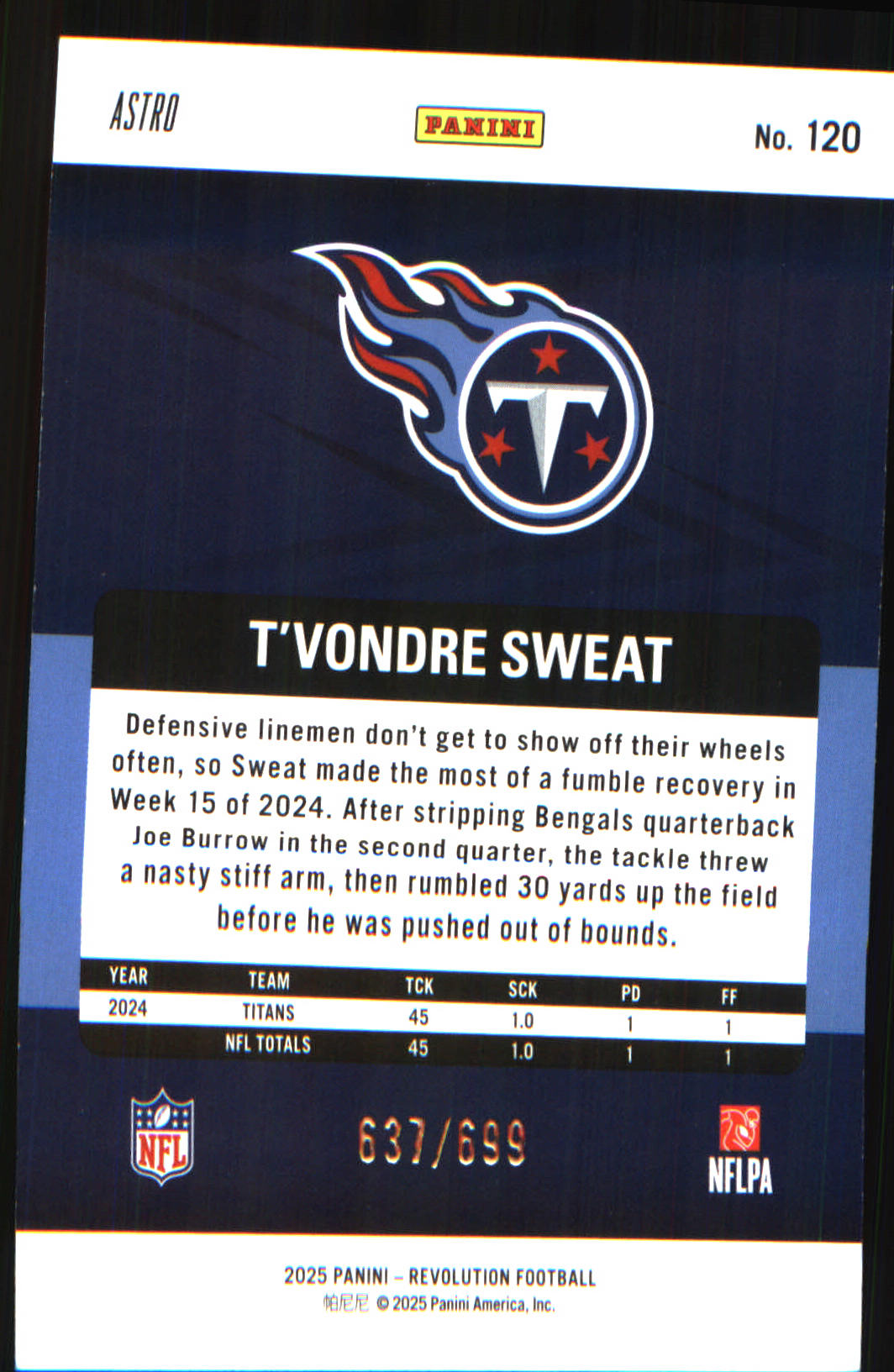 2025 Panini Revolution Green Astro #120 T'Vondre Sweat SN #/699