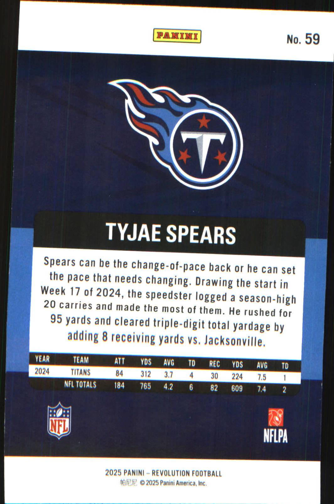 2025 Panini Revolution #59 Tyjae Spears