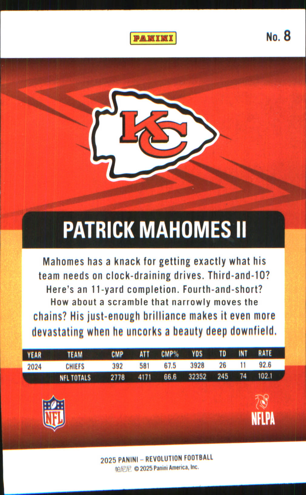 2025 Panini Revolution #8 Patrick Mahomes II