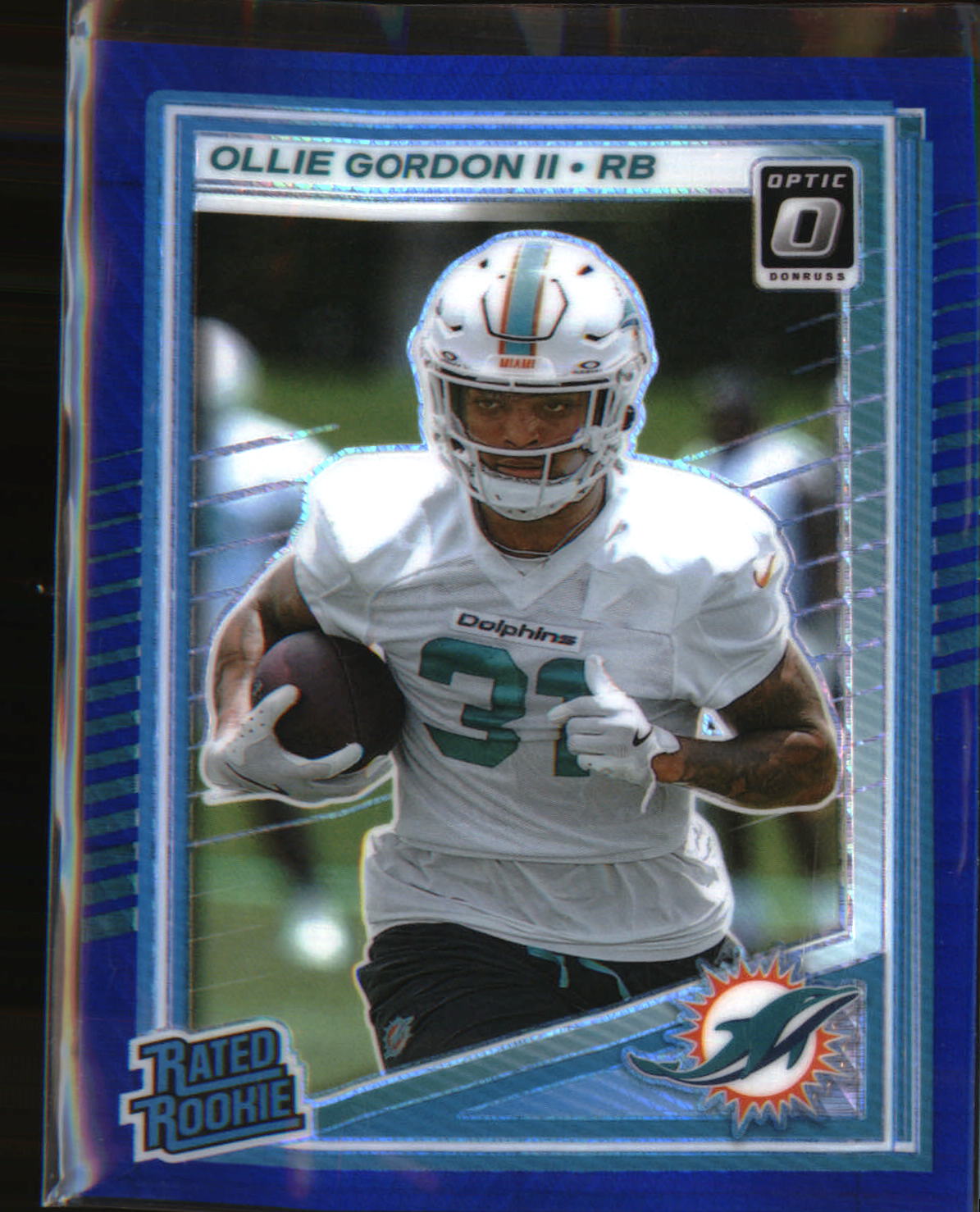 2025 Donruss Optic Blue Hyper Prizm Rated Rookie #394 Ollie Gordon II Rookie RC