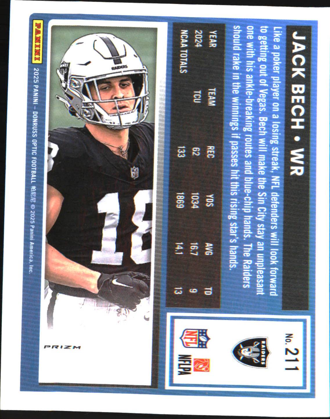 2025 Donruss Optic Blue Hyper #211 Jack Bech Rookie RC