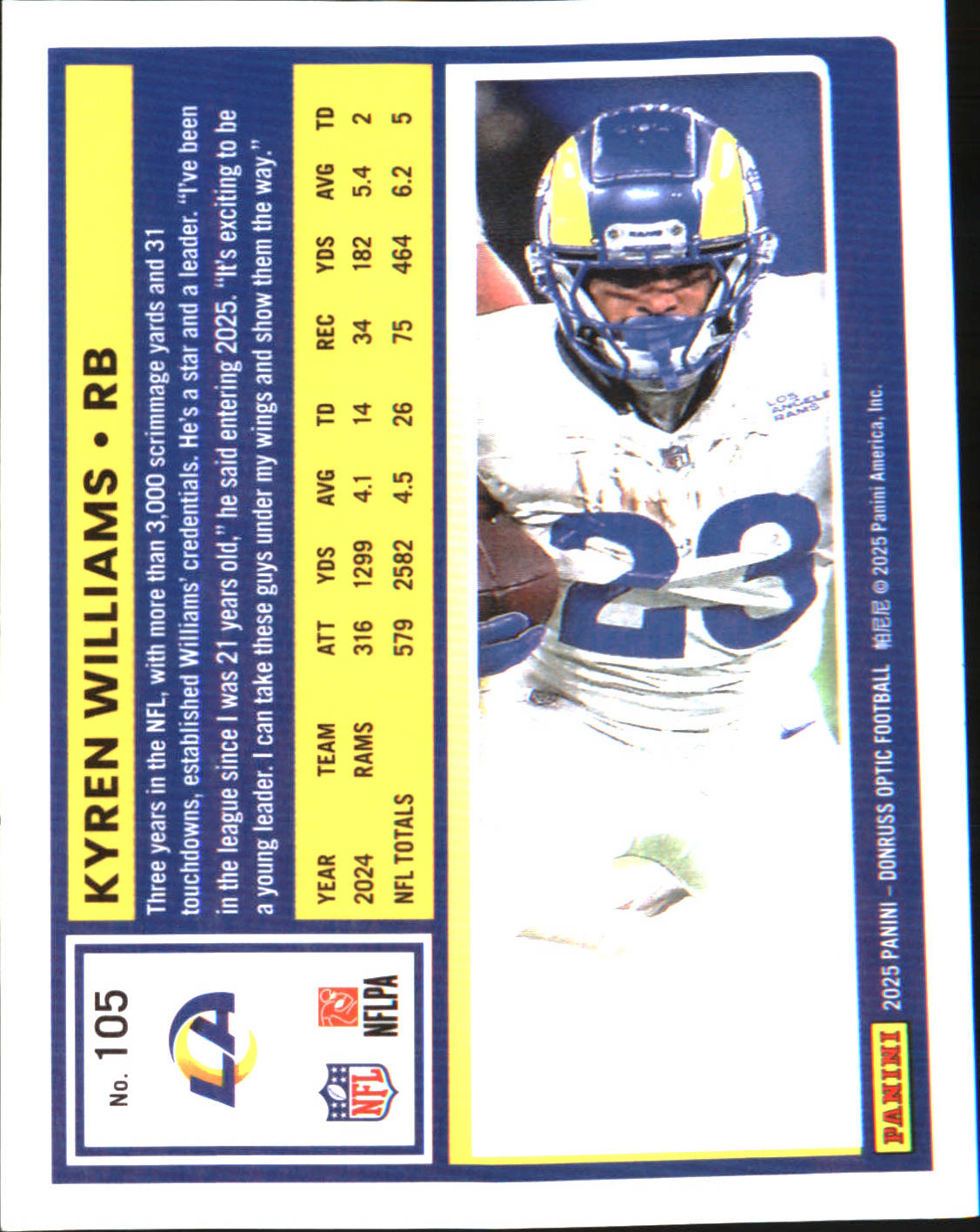 2025 Donruss Optic #105 Kyren Williams