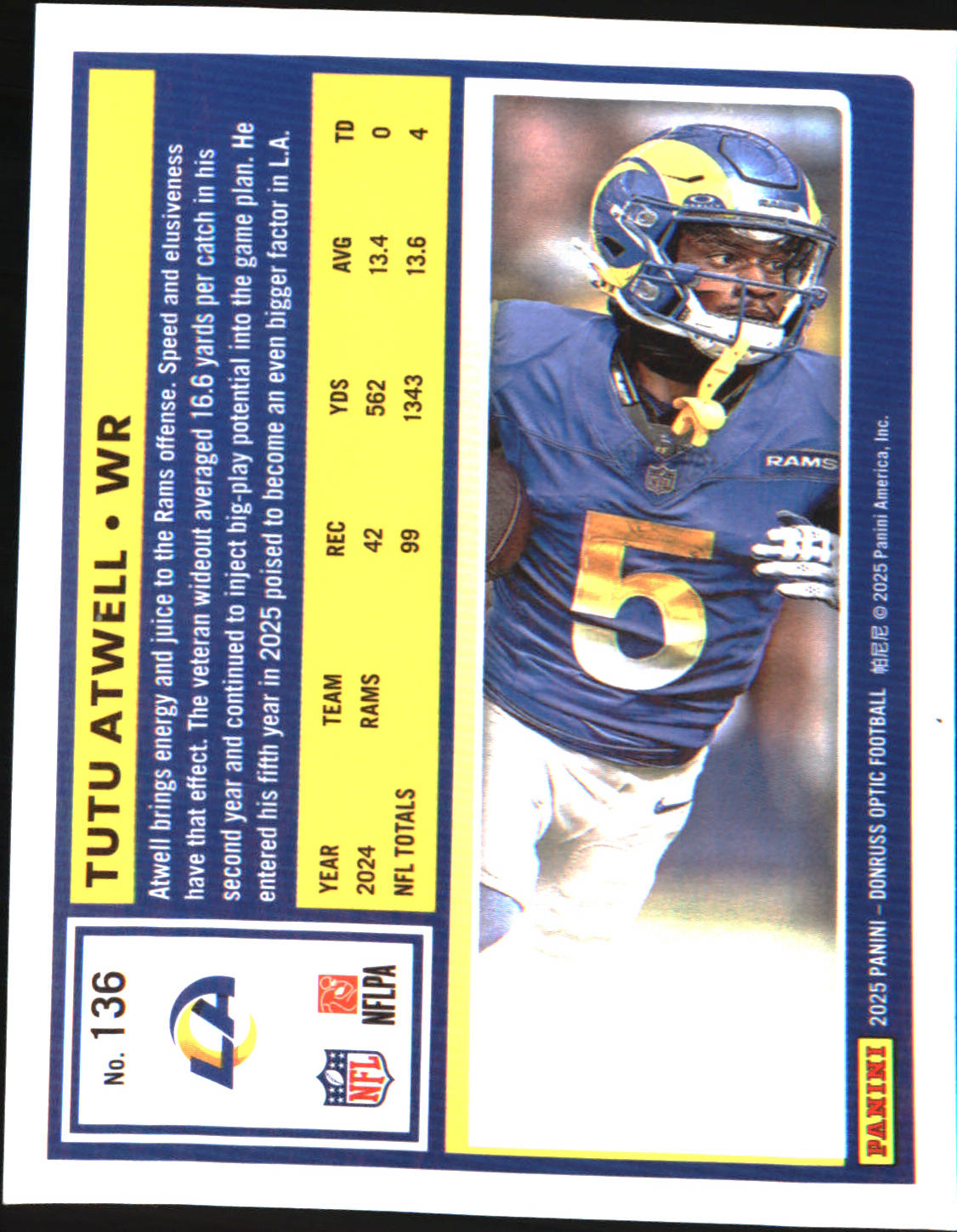 2025 Donruss Optic #136 Tutu Atwell