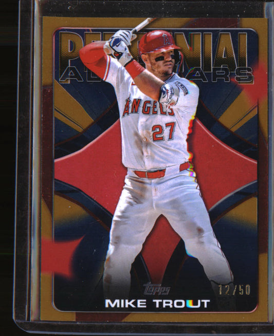 2026 Topps Big Ticket Players Gold Foil #BTP-1 Mike Trout SN #/50