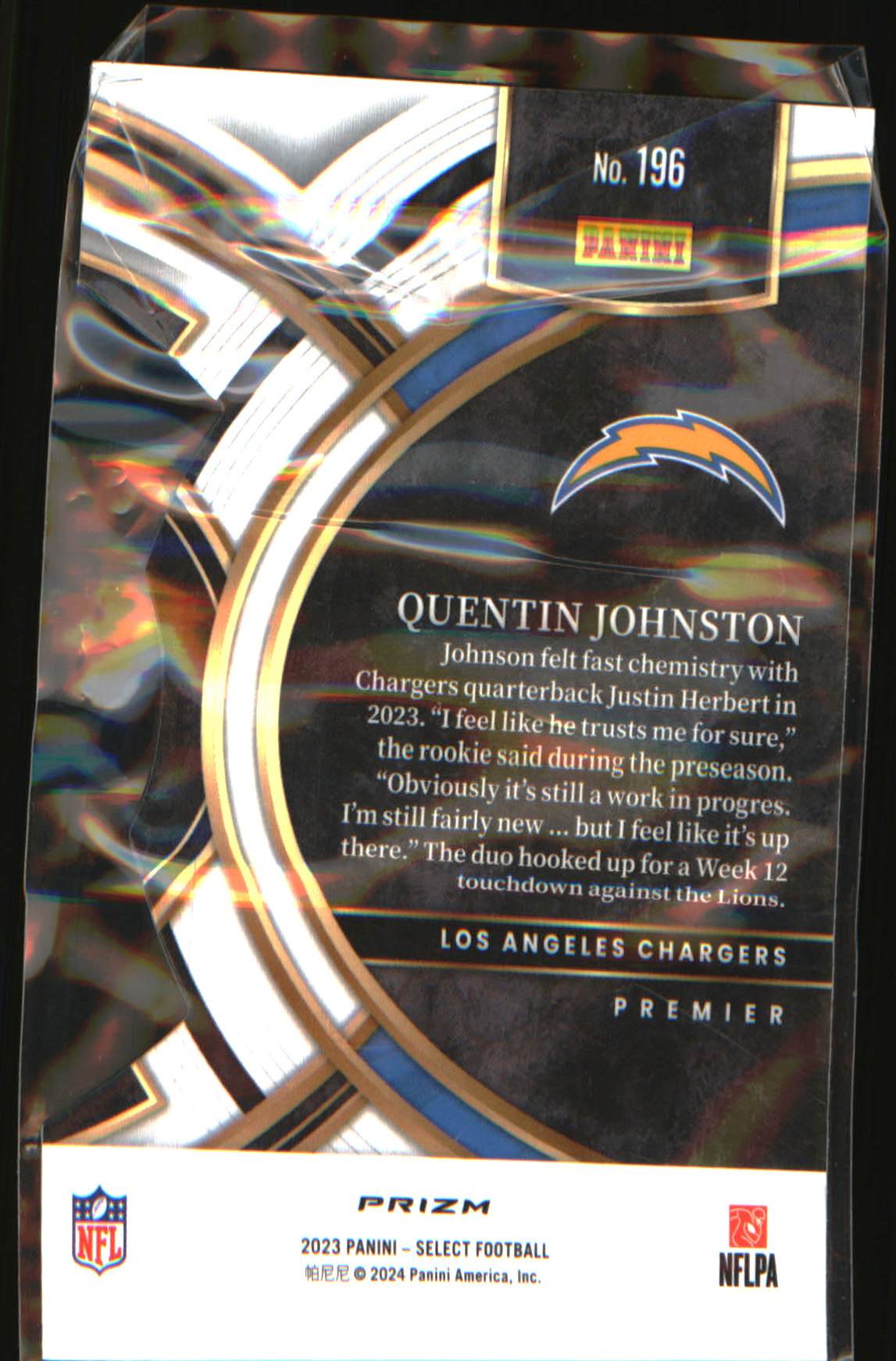 2023 Panini Select Black and Green Prizms Die Cuts 196 Quentin Johnston Premier