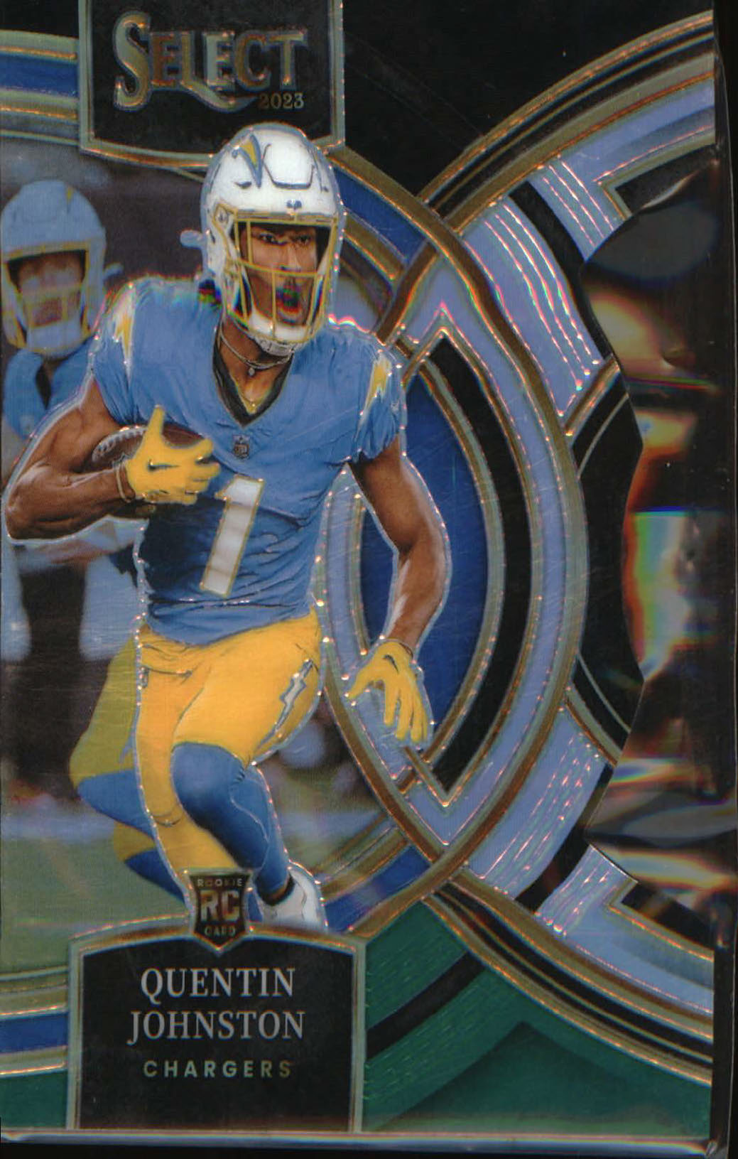 2023 Panini Select Black and Green Prizms Die Cuts 196 Quentin Johnston Premier
